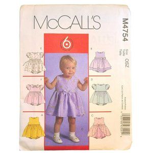 McCalls M4754 Sz OSZ Infants Dress, Panties 6 in 1 Easy Pattern Uncut